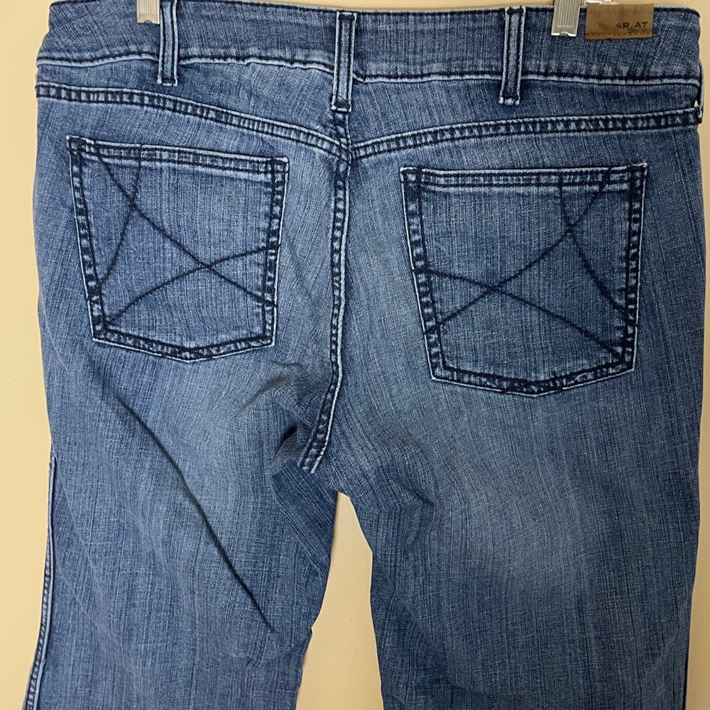 Ariat Denim Trouser Jeans Size 33 Short 33S Wide Leg Stretch - Picture 6 of 11